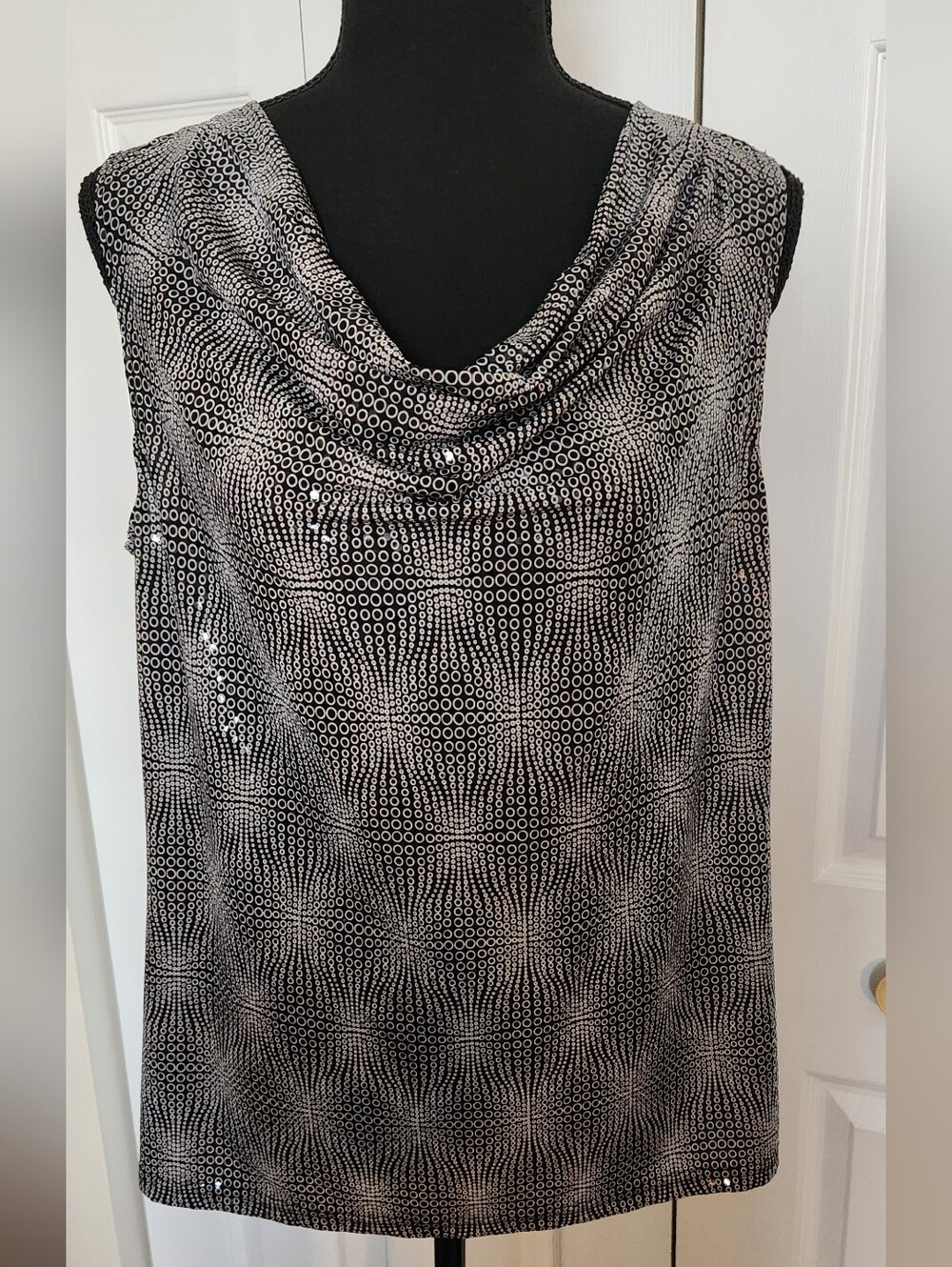 Notations Black & White Cowl Neck Sleeveless Camisole